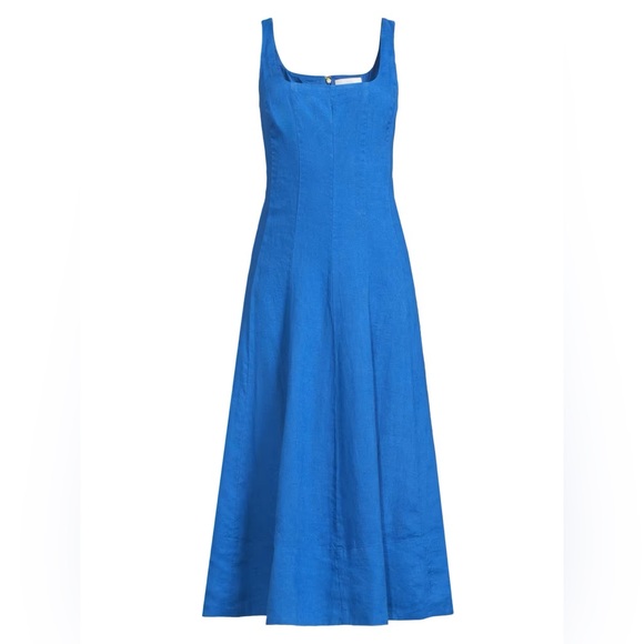 New Lilly Pulitzer Calina Linen Maxi Dress Barton Blue Size 4 - Picture 4 of 6